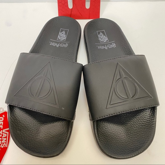 vans deathly hallows slides